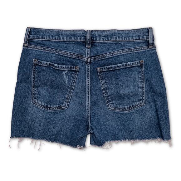 Old Navy Boyfriend Fit Distressed Dark Stone Wash Denim Shorts - Cowgirl Chic - Picture 2 of 5